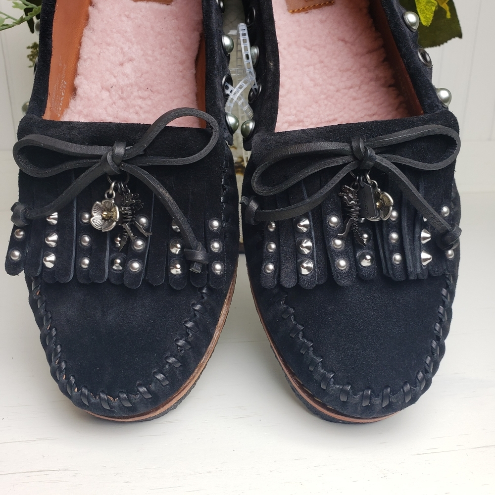 NEW Black Coach Roccasin Slip On With Sheep Fur - Picture 7 of 14